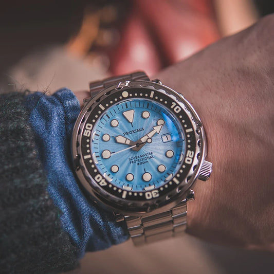 Proxima Mens Diver Watch Tuna Military Automatic Watches Mechanical Wristwatch 30Bar Waterproof Sapphire C3 Luminous NH35 Green