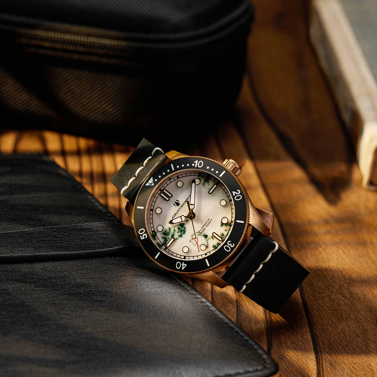 Aquatrident bronze  watch 42.5MMCUSN8 automatic mechanical marble 100M waterproof Swiss luminous military retro watch for men