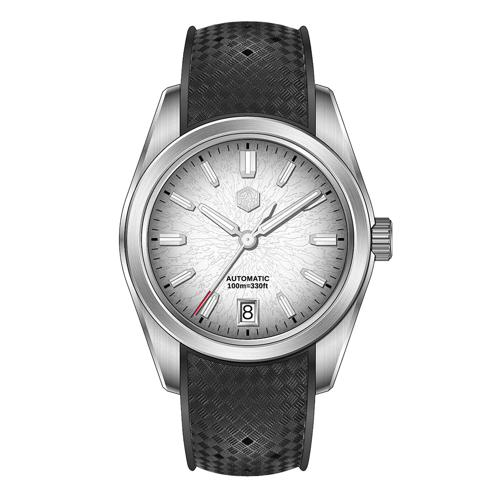 San Martin 36/39/42mm GADA JianZhan Men Watch Automatic Curved End Links Version FKM Rubber Strap BGW-X1 Dress SN0144GS/X/L-3