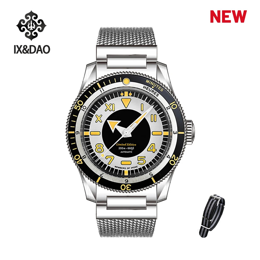 (SALE) 2024 New IPOSE IX&DAO Men Automatic Mechanical Watch PT5000 Stainless Steel Sapphire Classic Vintage Diver 5303 Watches
