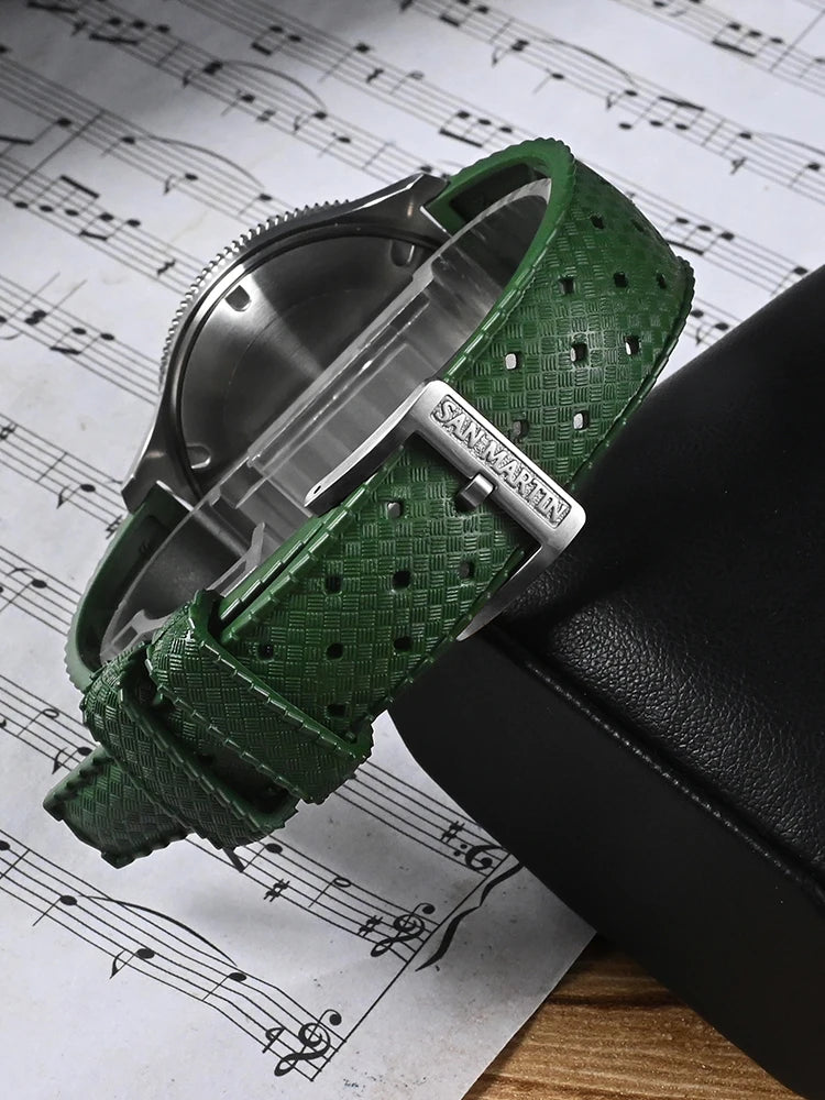 San Martin 40mm NH35 Automatic Mens Diving Watch 3H Date Mesh Bracelet Sapphire 20Bar BGW-X1 Blue Luminous Fashion SN0118-1