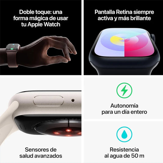 Original Apple Watch Series 9 iOS Smart Watch 41mm 45mm GPS 5.3 Bluetooth Brightness Up to 2000 n、its Emergency SOS