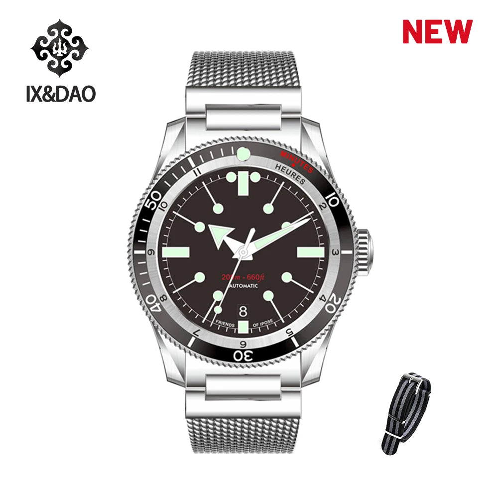 (SALE) 2024 New IPOSE IX&DAO Men Automatic Mechanical Watch PT5000 Stainless Steel Sapphire Classic Vintage Diver 5303 Watches
