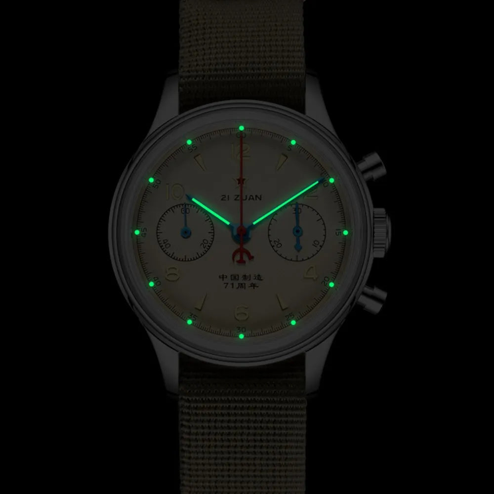 42mm 40mm 38mm Vintage Sapphire Chronograph RED STAR 1963 Men's Mechanical Watch Movement Nylon Strap Assistir Homens Luminous