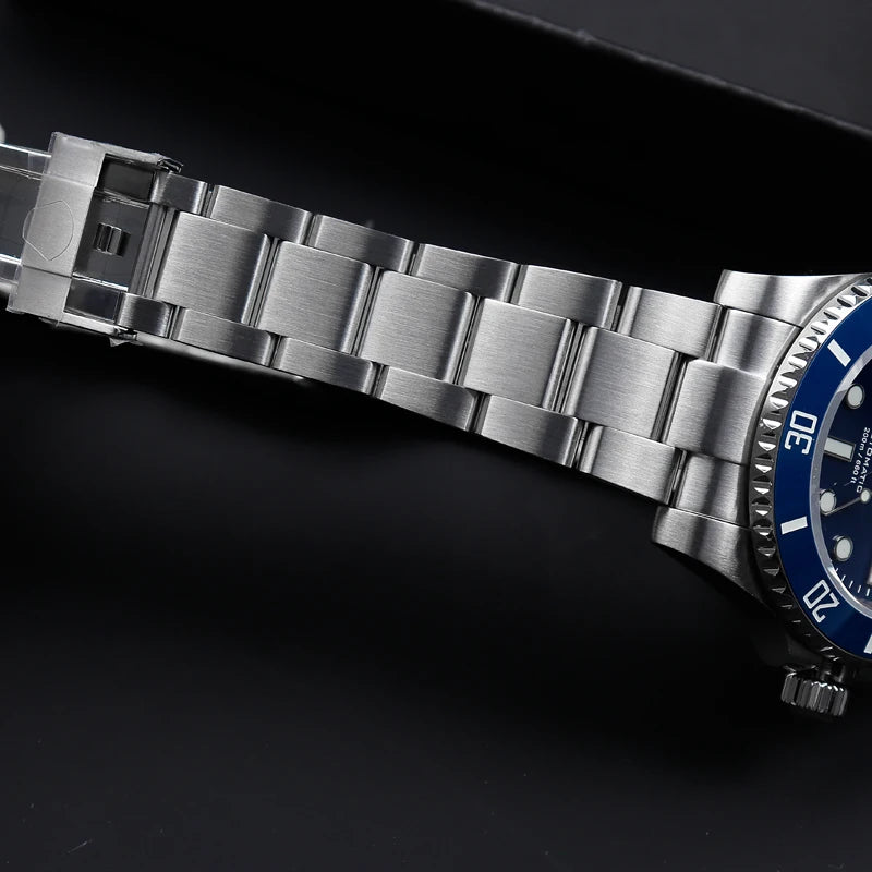 Cronos Sub Diver Men Watch No Date PT5000 Brushed Bracelet Ceramic Bezel 200 meters Water Resistant Glideclasp