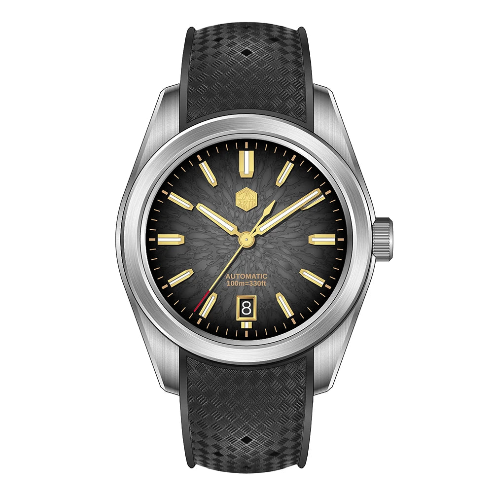 San Martin 36/39/42mm GADA JianZhan Men Watch Automatic Curved End Links Version FKM Rubber Strap BGW-X1 Dress SN0144GS/X/L-3