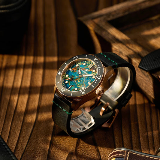 Aquatrident bronze  watch 42.5MMCUSN8 automatic mechanical marble 100M waterproof Swiss luminous military retro watch for men