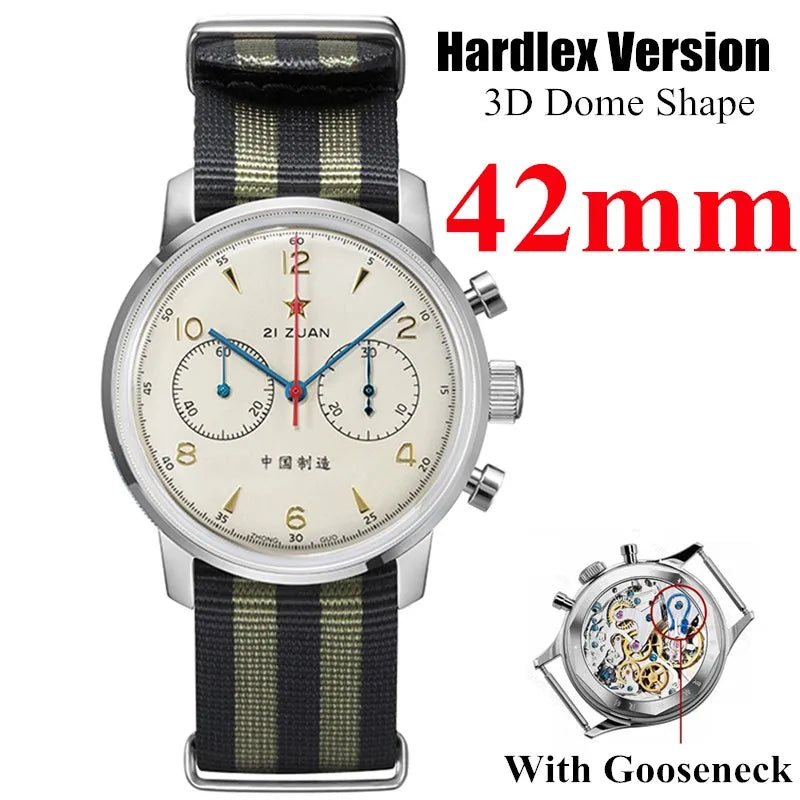 42mm 40mm 38mm Vintage Sapphire Chronograph RED STAR 1963 Men's Mechanical Watch Movement Nylon Strap Assistir Homens Luminous