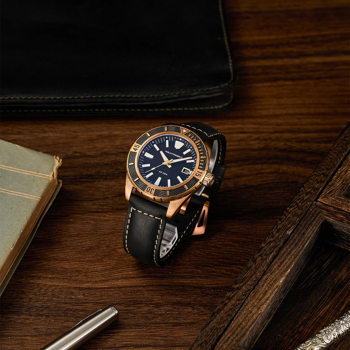 Aquatrident titanium bronze watch CUSN8 fully automatic mechanical watch 200M waterproof clockSwiss luminous retro watch for men