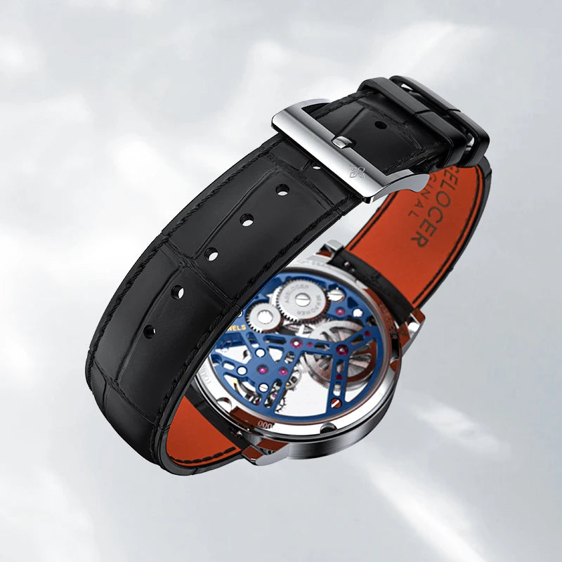 AGELOCER Original Tourbillon Watch Fashion Men's Business Formal Luxury Skeleton Manual Mechanical Watch Birthday Gift for Men