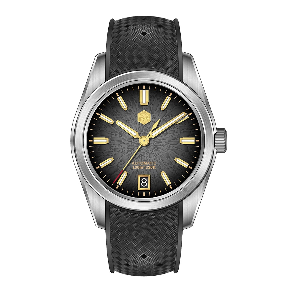 San Martin 36/39/42mm GADA JianZhan Men Watch Automatic Curved End Links Version FKM Rubber Strap BGW-X1 Dress SN0144GS/X/L-3