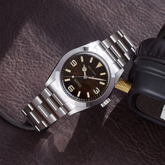 Baltany Men's Automatic Mechanical Watch Stainless Steel Bracelet Waterproof 20Bar Classic 36MM Retro Explorer Homage Watches