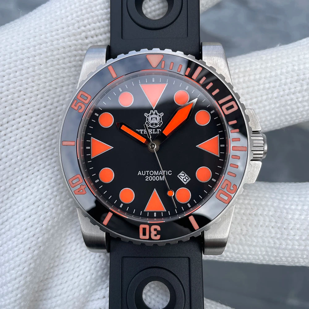 2025 New Arrival STEELDIVE Mens Watch SD1987 46.5MM Steel Case Super Luminous 200Bar Ceramic Bezel Mens Dive Watch with Valve