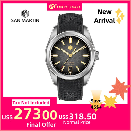 San Martin 36/39/42mm GADA JianZhan Men Watch Automatic Curved End Links Version FKM Rubber Strap BGW-X1 Dress SN0144GS/X/L-3