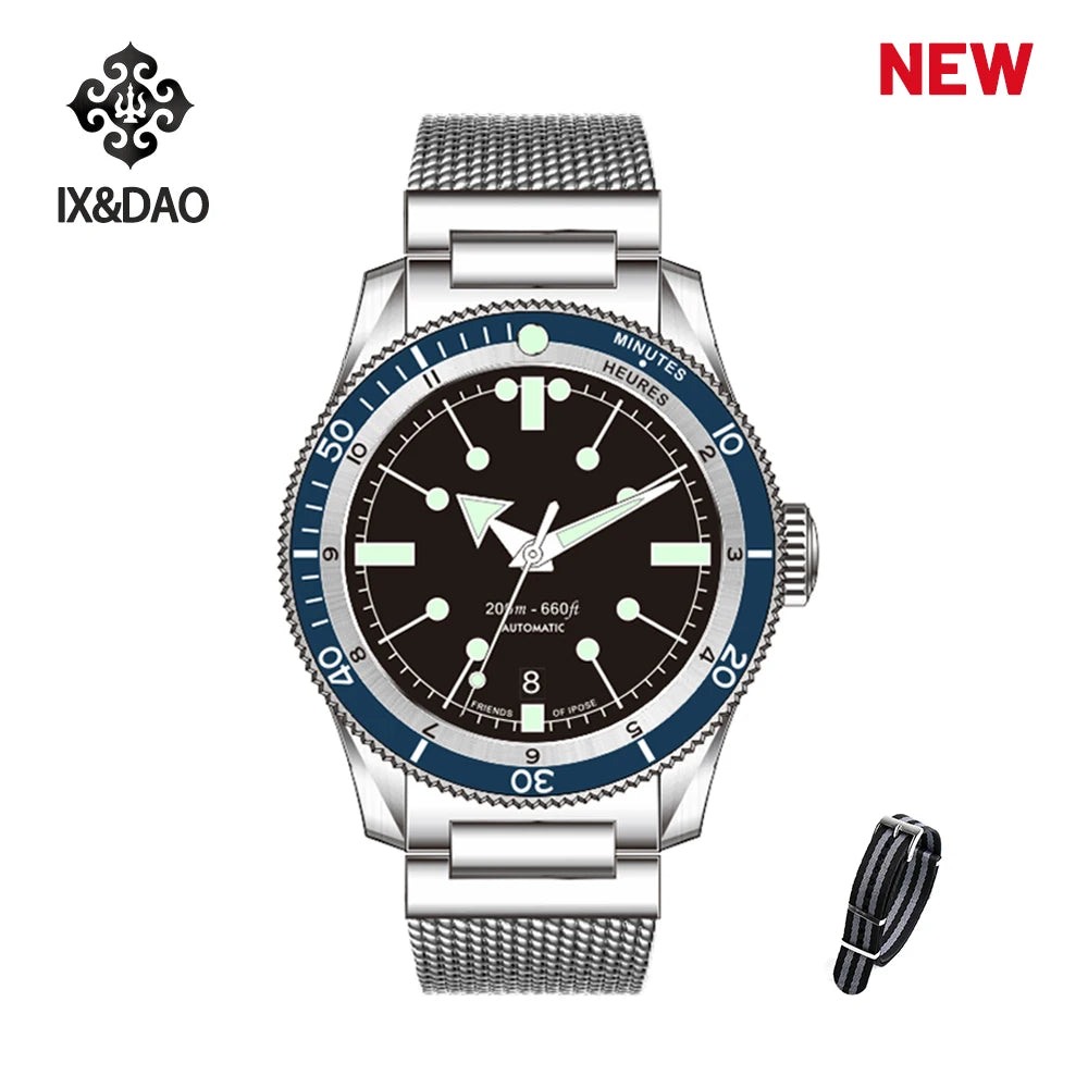 (SALE) 2024 New IPOSE IX&DAO Men Automatic Mechanical Watch PT5000 Stainless Steel Sapphire Classic Vintage Diver 5303 Watches