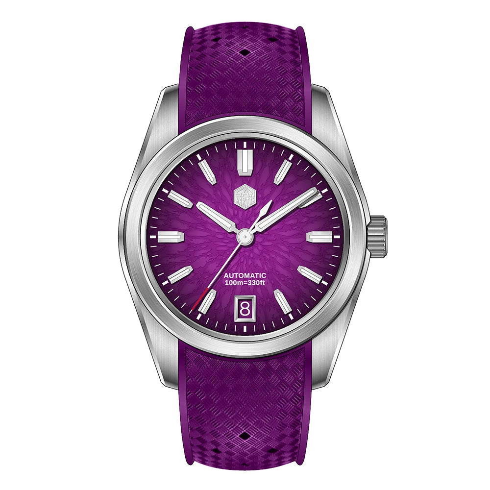 San Martin 36/39/42mm GADA JianZhan Men Watch Automatic Curved End Links Version FKM Rubber Strap BGW-X1 Dress SN0144GS/X/L-3