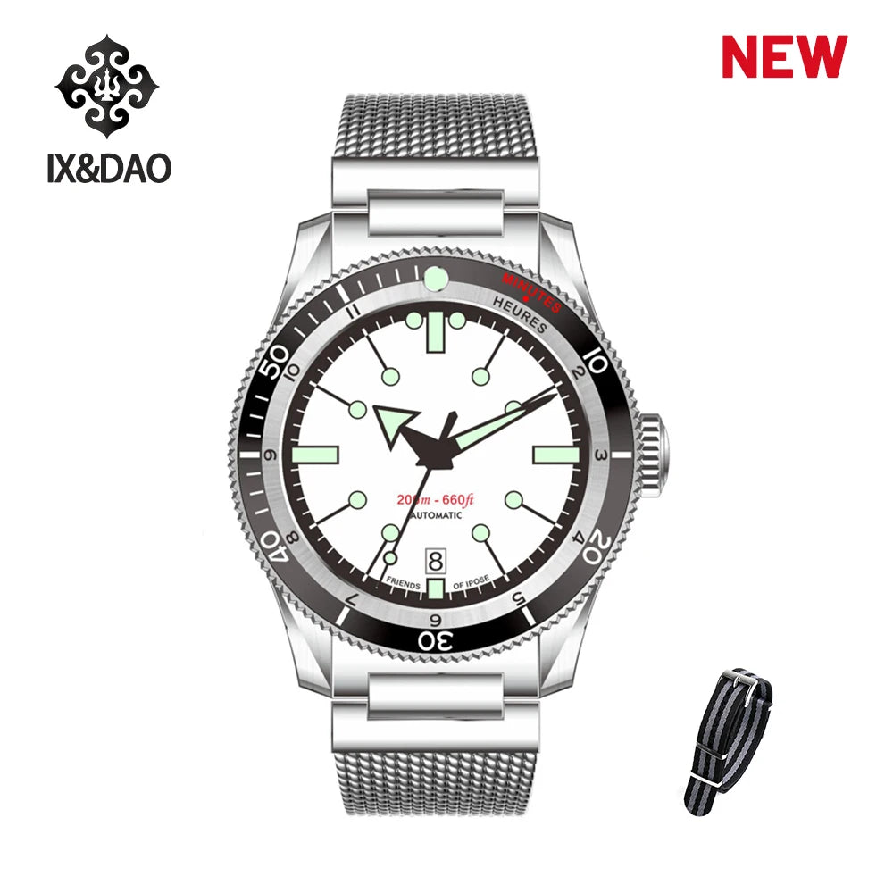 (SALE) 2024 New IPOSE IX&DAO Men Automatic Mechanical Watch PT5000 Stainless Steel Sapphire Classic Vintage Diver 5303 Watches