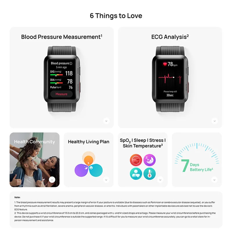 Original Huawei WATCH D Wrist ECG Blood Pressure Recorder Intelligent Blood Pressure Measurement Health Monitor Sport Bracelet