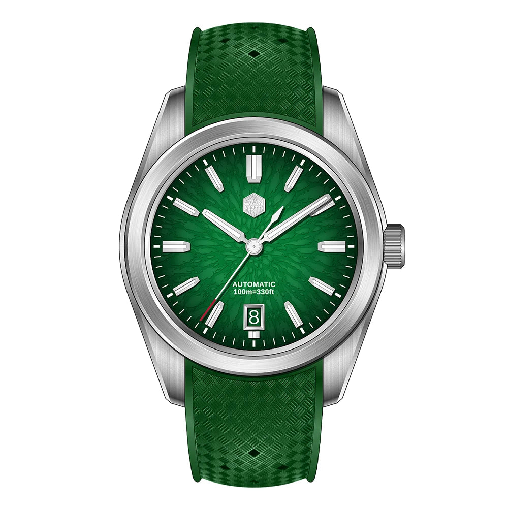 San Martin 36/39/42mm GADA JianZhan Men Watch Automatic Curved End Links Version FKM Rubber Strap BGW-X1 Dress SN0144GS/X/L-3