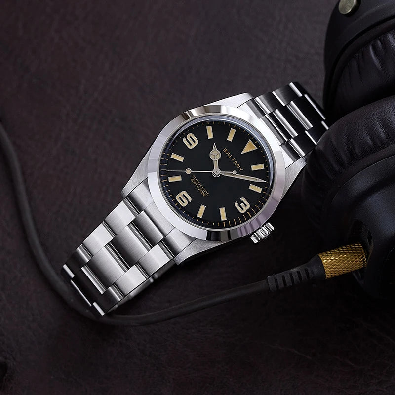 Baltany Men's Automatic Mechanical Watch Stainless Steel Bracelet Waterproof 20Bar Classic 36MM Retro Explorer Homage Watches